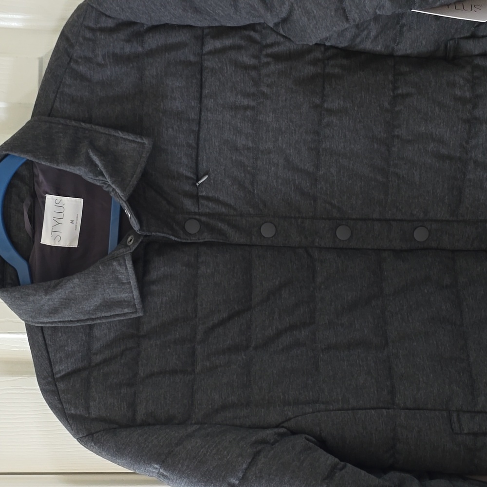 STYLUS BRAND MENS DARK GRAY HEATHER SNAP FRONT WINTER COAT SIZE MEDIUM